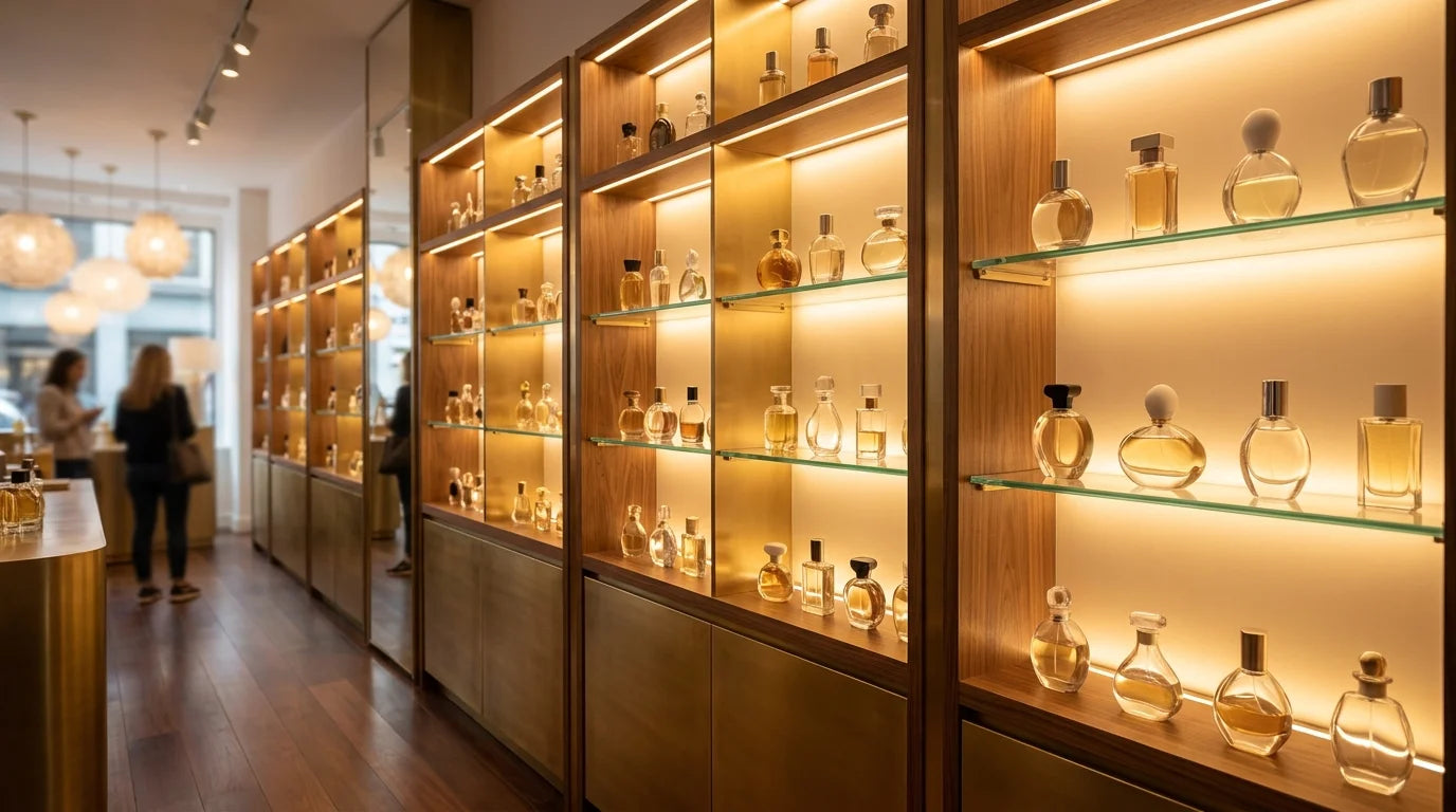Elegant retail perfume display