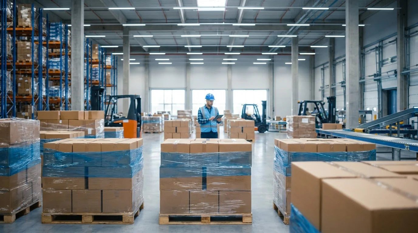 Organized shipping warehouse